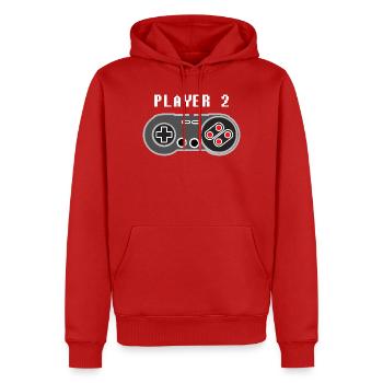 Player 2 Pixel Controller-Grafik - Männer Premium Bio Hoodie - Rot - Vorne - Nico (187cm)