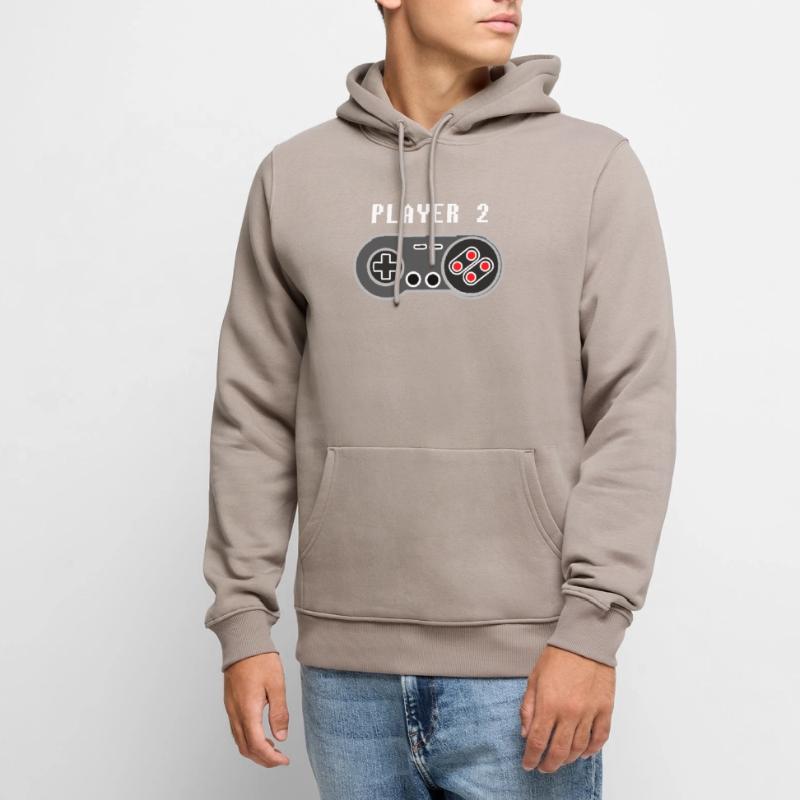 Player 2 Pixel Controller Graphic Men’s Premium Organic Hoodie