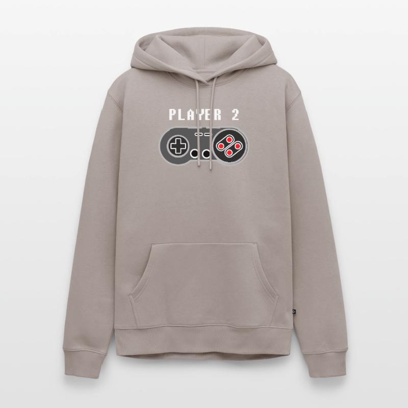 Player 2 Pixel Controller Graphic Men’s Premium Organic Hoodie