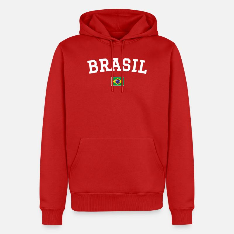 Drapeau du Brésil Dessin blanc - Sweat à capuche Premium bio Homme - rouge