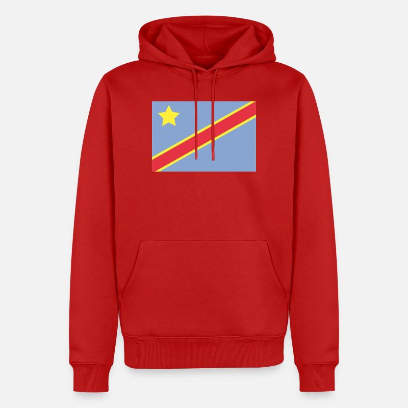 Drapeau du Congo - Sweat à capuche Premium bio Homme - rouge