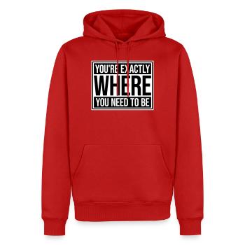 Vous êtes exactement là où vous devez être inspirant - Sweat à capuche Premium bio Homme - rouge - Devant - Nico (187cm)