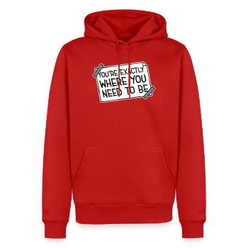 Vous êtes exactement là où vous devez être inspirant - Sweat à capuche Premium bio Homme - rouge - Devant - Nico (187cm)