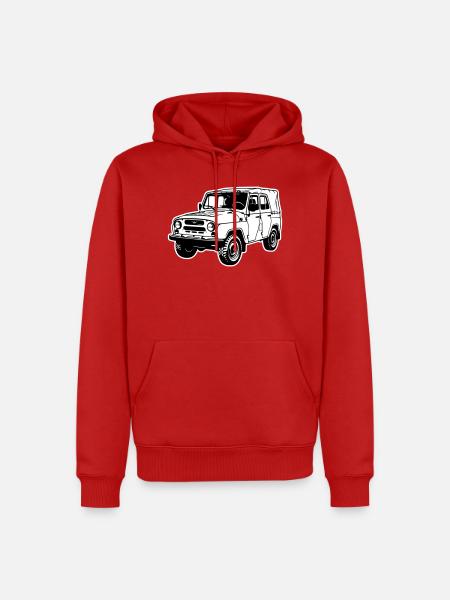 UAZ Geländefahrzeug (2-farbig) - Männer Premium Bio Hoodie - Rot