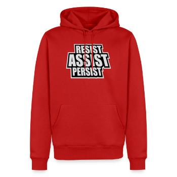Resist Assist Persist Aktivismus Motivation Logo - Männer Premium Bio Hoodie - Rot - Vorne - Nico (187cm)