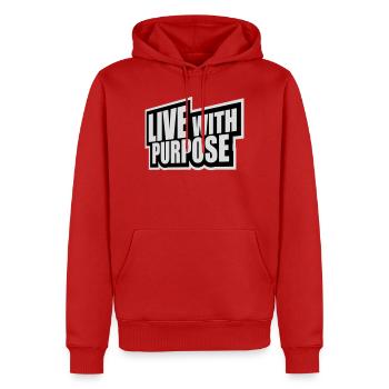Live With Purpose Motivation Sinn Mindset Spruch - Männer Premium Bio Hoodie - Rot - Vorne - Nico (187cm)