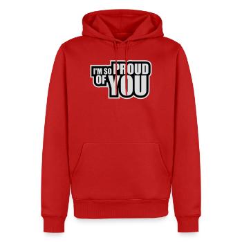 Je suis tellement fier de toi pour t’encourager sincèrement à dire - Sweat à capuche Premium bio Homme - rouge - Devant - Nico (187cm)