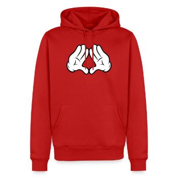 Mains style comique Pyramide Triangle Diamond Diamond - Sweat à capuche Premium bio Homme - rouge - Devant - Nico (187cm)