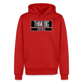 Pensez Grand, Commence, Petit, Motivation, Mentalité, Évolution. - Sweat à capuche Premium bio Homme - rouge - Devant - Nico (187cm)