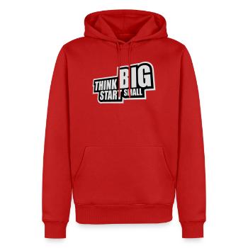Pensez Grand, Commence, Petit, Motivation, Mentalité, Évolution. - Sweat à capuche Premium bio Homme - rouge - Devant - Nico (187cm)