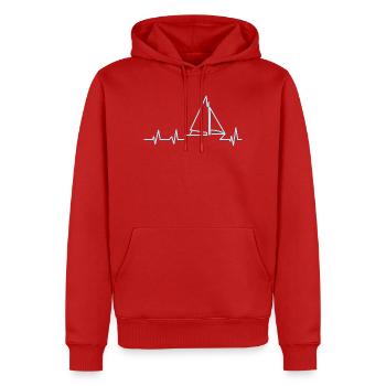 Voile à battement de cœur en voilier - Sweat à capuche Premium bio Homme - rouge - Devant - Nico (187cm)