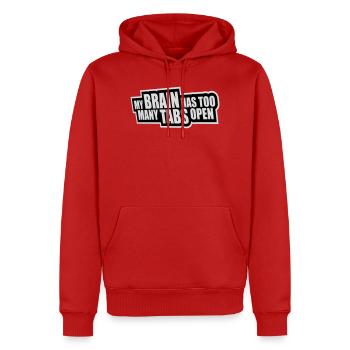 My Brain Has Too Many Tabs Open Lustig Grübeln - Männer Premium Bio Hoodie - Rot - Vorne - Nico (187cm)
