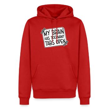 My Brain Has Too Many Tabs Open Lustig Grübeln - Männer Premium Bio Hoodie - Rot - Vorne - Nico (187cm)