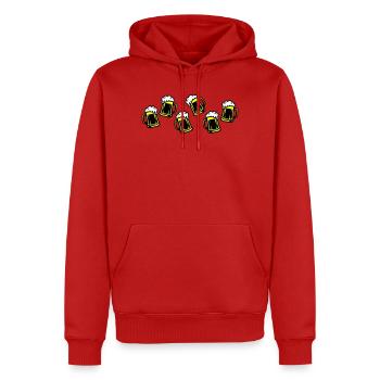 Bière, Bière, Verre de bière, Tasse de bière - Sweat à capuche Premium bio Homme - rouge - Devant - Nico (187cm)