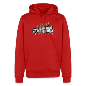 Socially Awkward But Still Friendly Lustig Spruch - Männer Premium Bio Hoodie - Rot - Vorne - Nico (187cm)