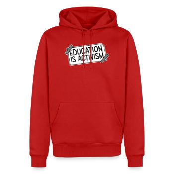Education Is Activism Bildung Aktivismus Statement - Men’s Premium Organic Hoodie - red - Front - Nico (187cm)