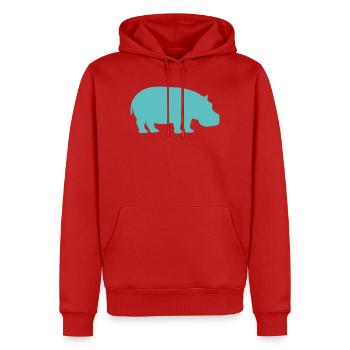 Türkise Hippo Silhouette - Männer Premium Bio Hoodie - Rot - Vorne - Nico (187cm)
