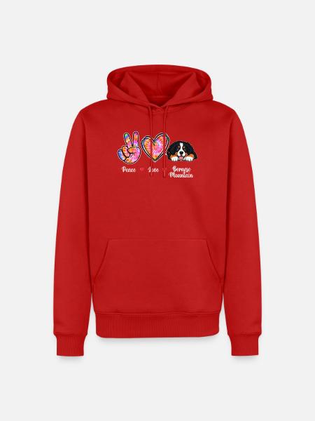 Peace Love Berner Sennenhund Berner Mama - Männer Premium Bio Hoodie - Rot