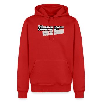 Bin für Technologieoffenheit – Meine Fax-Nr. ist… - Männer Premium Bio Hoodie - Rot - Vorne - Nico (187cm)