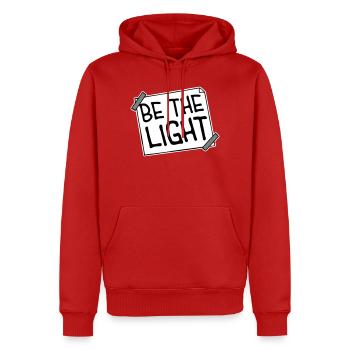 Be The Light Motivierend Positivität Spruch Logo - Männer Premium Bio Hoodie - Rot - Vorne - Nico (187cm)