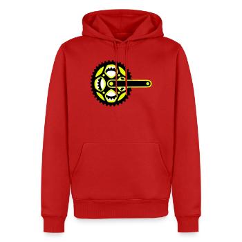 Icône de plateau de vélo - Sweat à capuche Premium bio Homme - rouge - Devant - Nico (187cm)