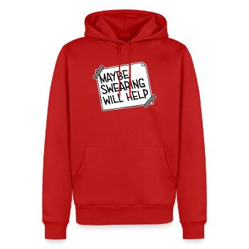 Maybe Swearing Will Help Sarcastic Saying Graphic - Men’s Premium Organic Hoodie - red - Front - Nico (187cm)