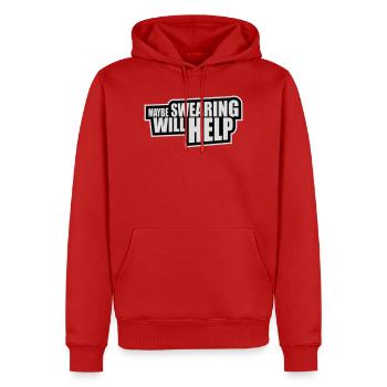 Maybe Swearing Will Help Sarcastic Saying Graphic - Men’s Premium Organic Hoodie - red - Front - Nico (187cm)