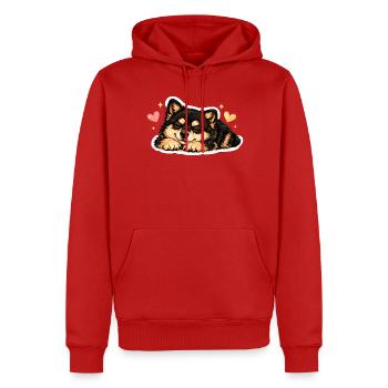 Lapphund finlandais chaleureux - Sweat à capuche Premium bio Homme - rouge - Devant - Nico (187cm)