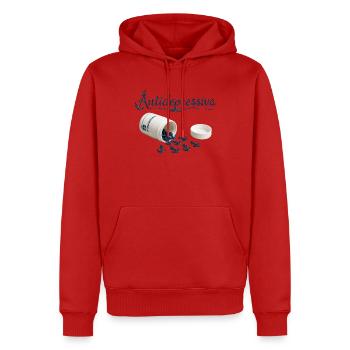 Antidepressive Anker Glitter Logo - Männer Premium Bio Hoodie - Rot - Vorne - Nico (187cm)