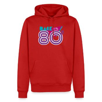 Zurück in die 80er Jahre - Männer Premium Bio Hoodie - Rot - Vorne - Nico (187cm)
