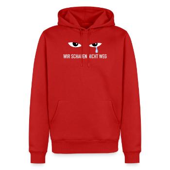 Blue Tear – Wir schauen nicht weg - Männer Premium Bio Hoodie - Rot - Vorne - Nico (187cm)