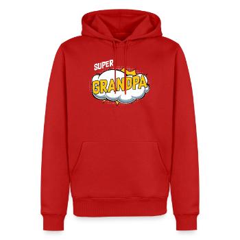 Motif de bande dessinée Super Grandpa - Sweat à capuche Premium bio Homme - rouge - Devant - Nico (187cm)