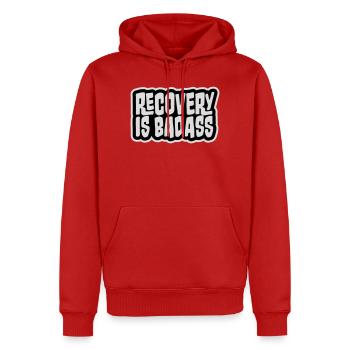Recovery Is Badass Motivierend Erholung Zitat Logo - Männer Premium Bio Hoodie - Rot - Vorne - Nico (187cm)