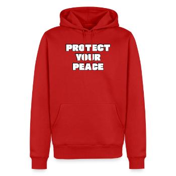 Protect Your Peace - Men’s Premium Organic Hoodie - red - Front - Nico (187cm)
