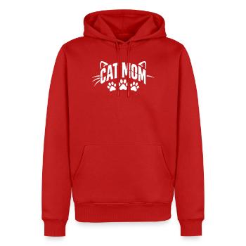 Cat Mom Pfoten Schriftzug - Männer Premium Bio Hoodie - Rot - Vorne - Nico (187cm)