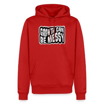 Growth Can Be Messy Persönlich Wachstum Zitat Logo - Männer Premium Bio Hoodie - Rot - Vorne - Nico (187cm)