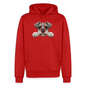 Spickender Schnauzer Neugieriges Barthundegesicht - Männer Premium Bio Hoodie - Rot - Vorne - Nico (187cm)