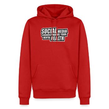 Les réseaux sociaux nuisent sérieusement à la santé mentale selon les affirmations - Sweat à capuche Premium bio Homme - rouge - Devant - Nico (187cm)