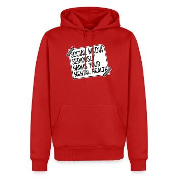 Les réseaux sociaux nuisent sérieusement à la santé mentale selon les affirmations - Sweat à capuche Premium bio Homme - rouge - Devant - Nico (187cm)