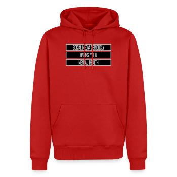 Les réseaux sociaux nuisent sérieusement à la santé mentale selon les affirmations - Sweat à capuche Premium bio Homme - rouge - Devant - Nico (187cm)