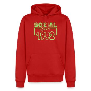 Travailleur social 1992 - Sweat à capuche Premium bio Homme - rouge - Devant - Nico (187cm)