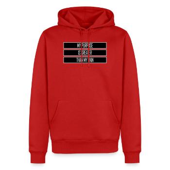 Mon but est plus grand que ma douleur, ce qui signifie le logo des guillemets - Sweat à capuche Premium bio Homme - rouge - Devant - Nico (187cm)