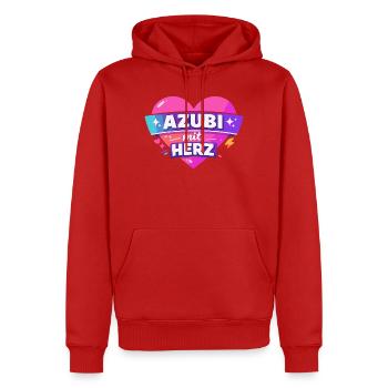 Azubi mit ganz viel Herz - Männer Premium Bio Hoodie - Rot - Vorne - Nico (187cm)