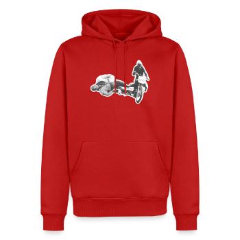 Vintage Seitenwagen-Wagmut auf Retro-Bike - Männer Premium Bio Hoodie - Rot - Vorne - Nico (187cm)