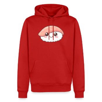Kawaii Nigiri Sushi Motif - Men’s Premium Organic Hoodie - red - Front - Nico (187cm)