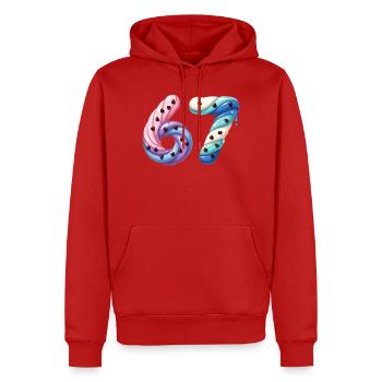 Candy Swirl 67 meme - Men’s Premium Organic Hoodie - red - Front - Nico (187cm)