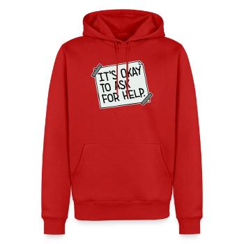 Il est normal de demander de l’aide, d’aide, de questions en disant le logo - Sweat à capuche Premium bio Homme - rouge - Devant - Nico (187cm)
