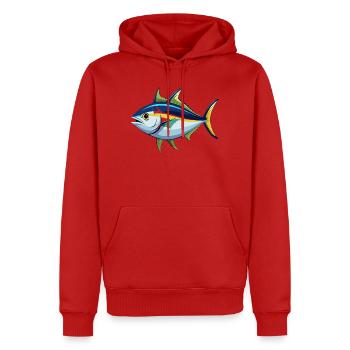Tuna fish - Men’s Premium Organic Hoodie - red - Front - Nico (187cm)