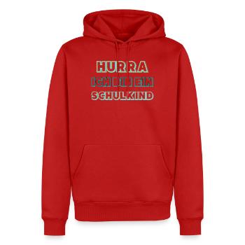 Hurra ich bin ein Schulkind – Einschulung Geschenk - Männer Premium Bio Hoodie - Rot - Vorne - Nico (187cm)