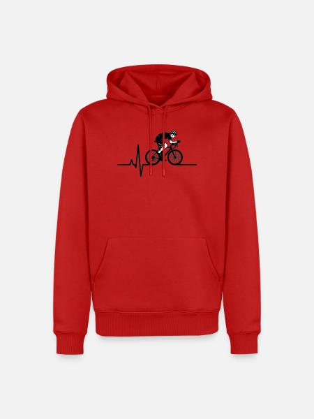 Rennrad Herzschlag EKG - Männer Premium Bio Hoodie - Rot